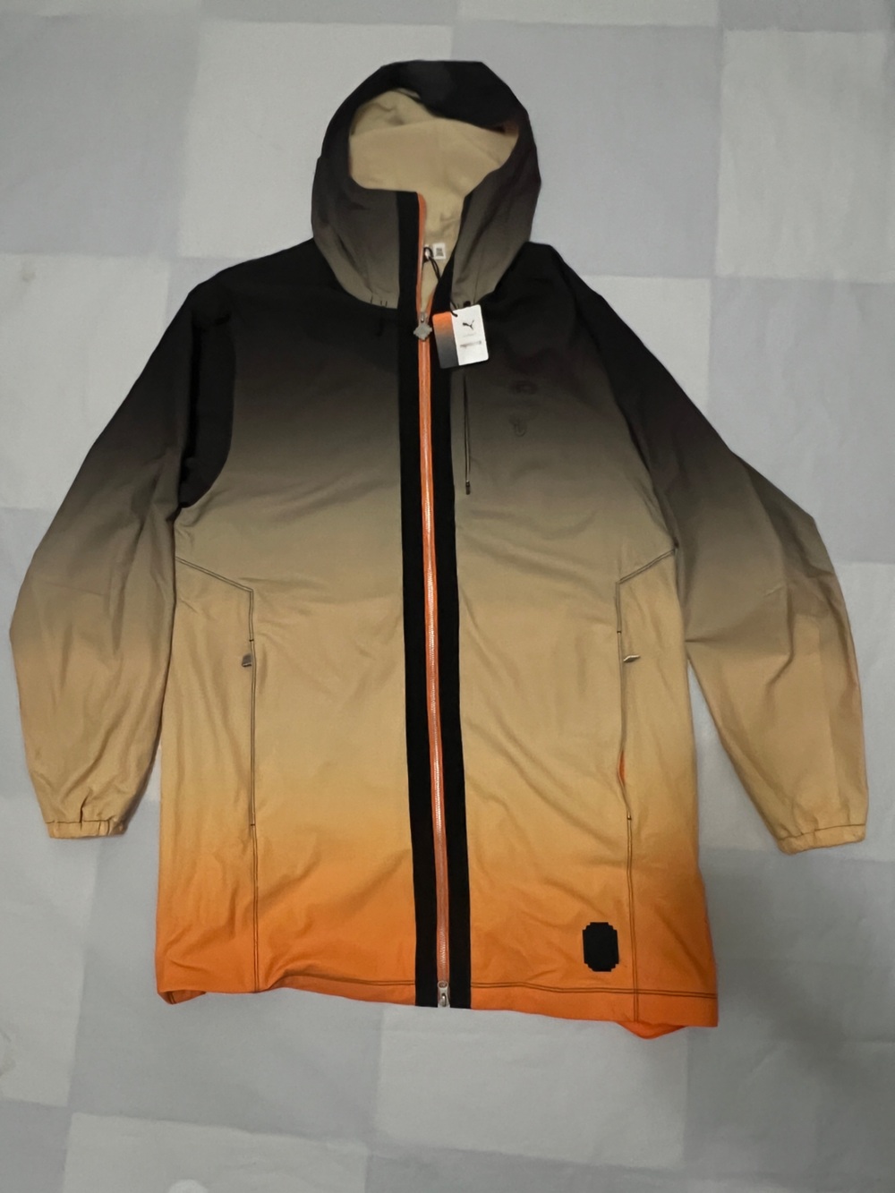 PUMA x PRONOUNCE collab Ombre Gradient Hooded Parka Jacket Mens M Sunset Orange